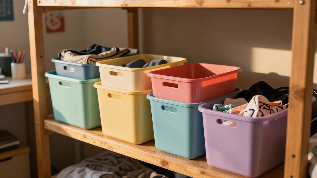dorm room organization bins