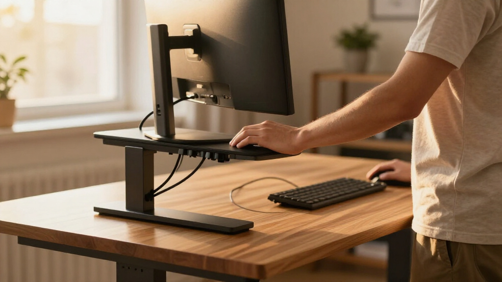 standing desk with cable management
