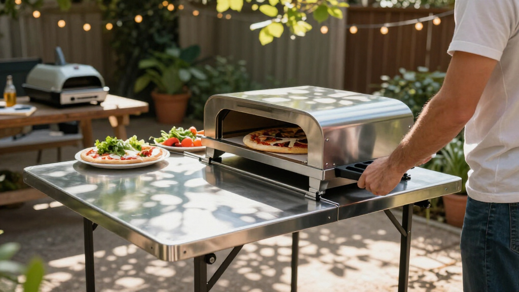 folding pizza oven table