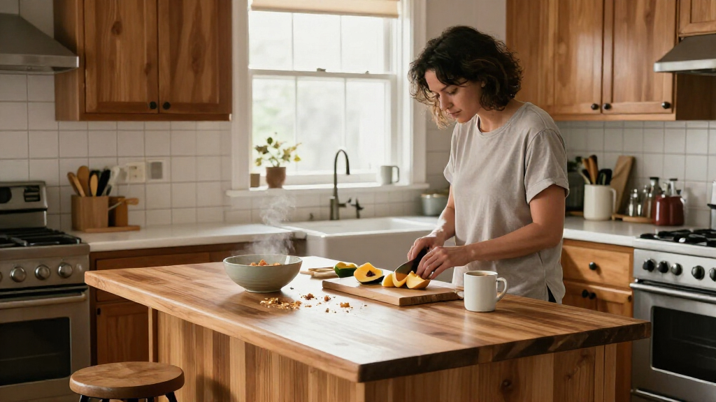 premium kitchen island with butcher block for a breakfast nook or station
