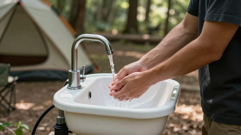 portable sink stations with foot pump for camps