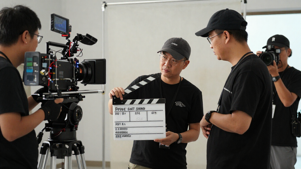 Behind the scenes on a professional film set