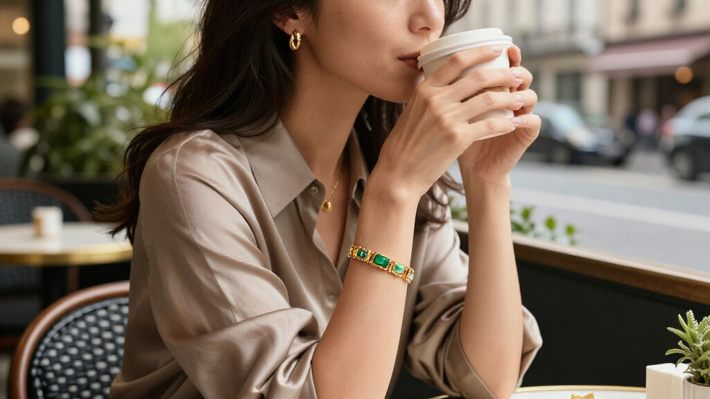 luxury emerald gold bracelets for women