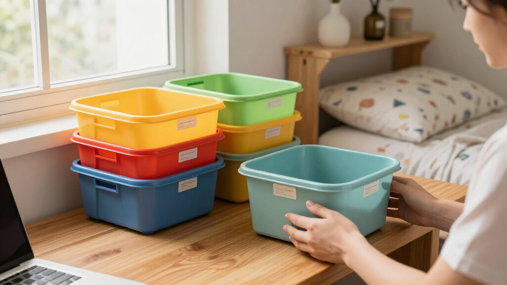 dorm room organization bins