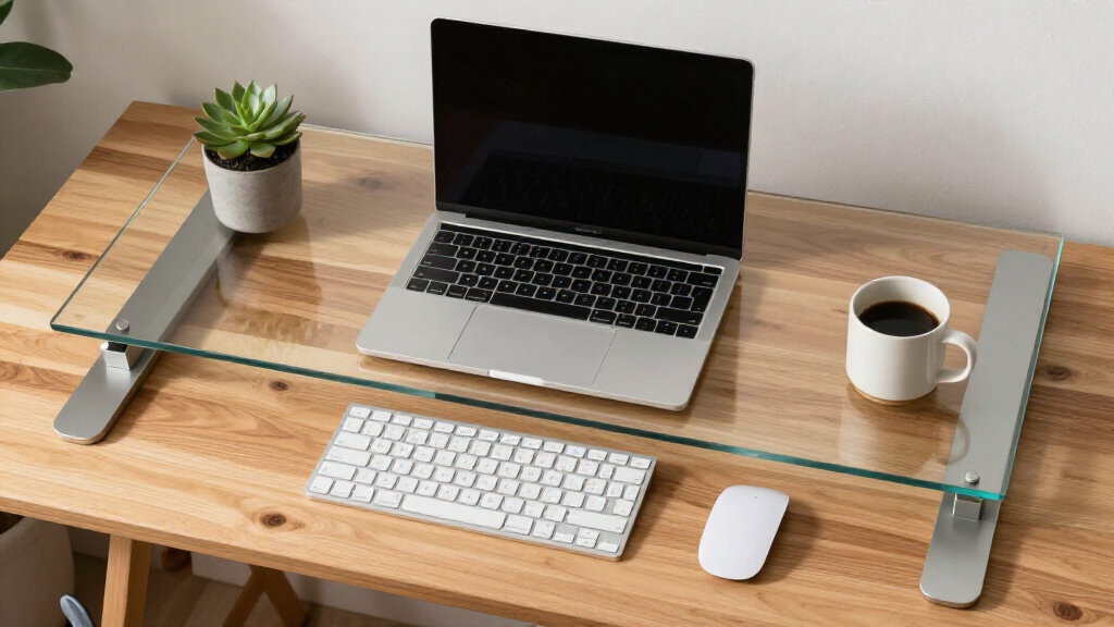 glass standing desk for modern home office
