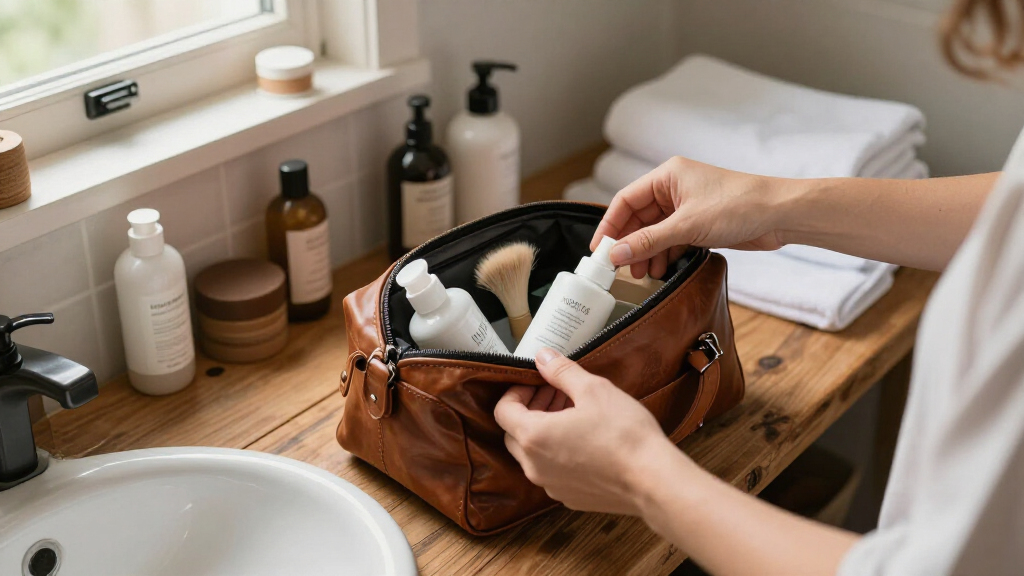 leather travel toiletry bags for international trips