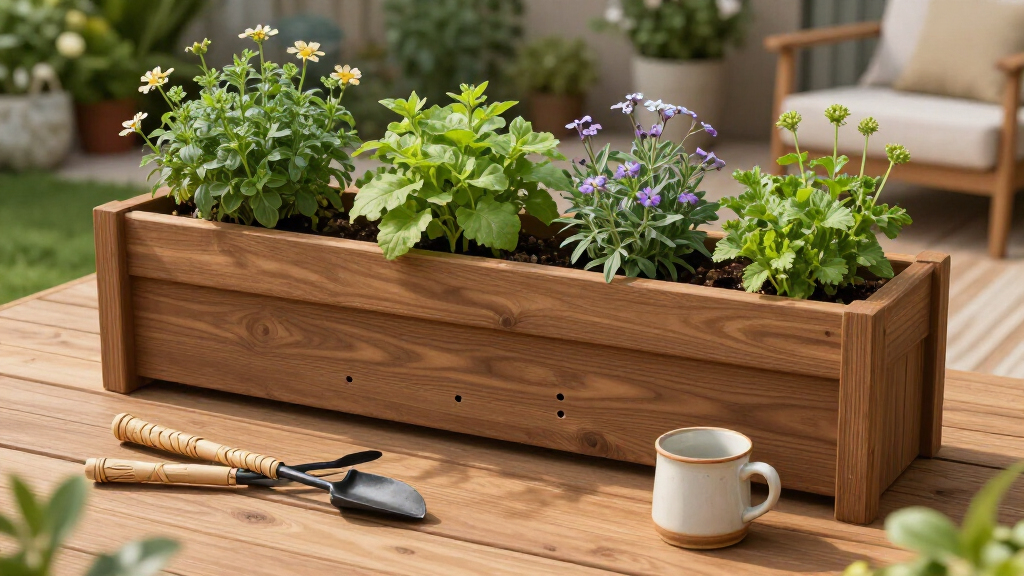 railing planter boxes with drainage