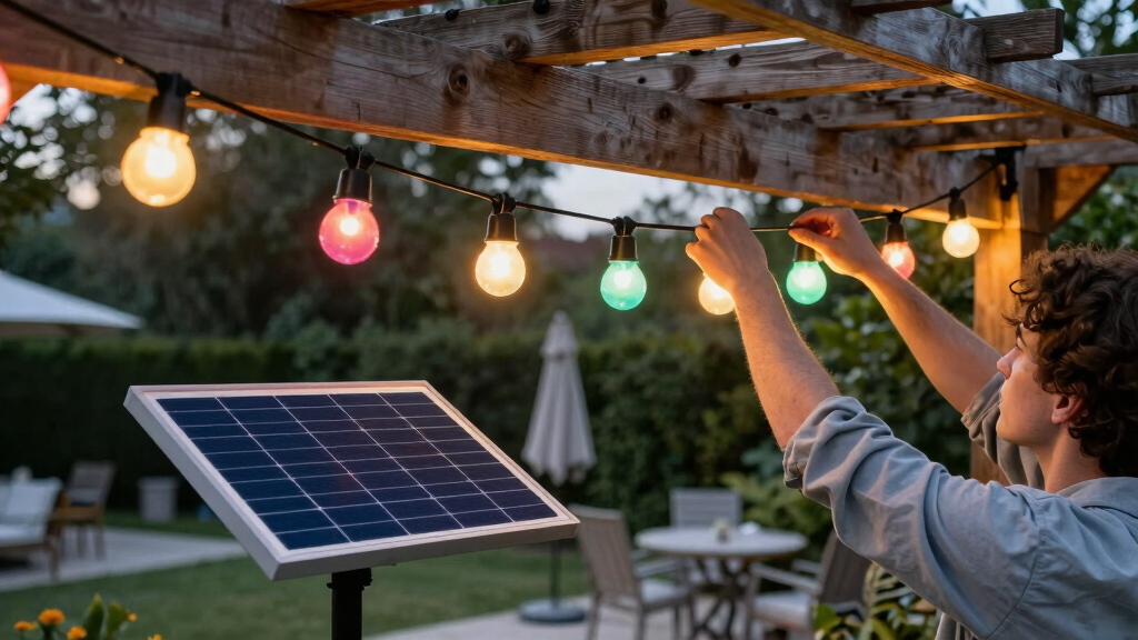 solar-powered outdoor string lights