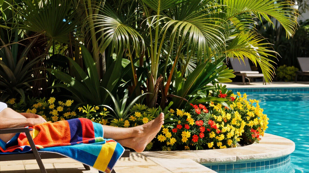 plants around pool