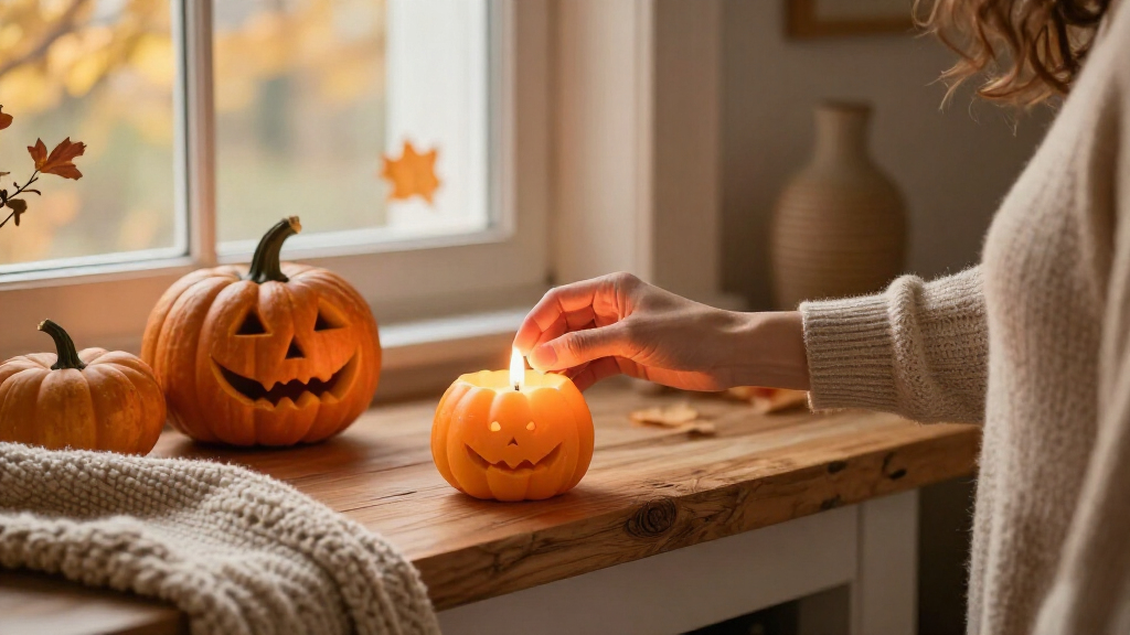 Halloween pumpkin candles