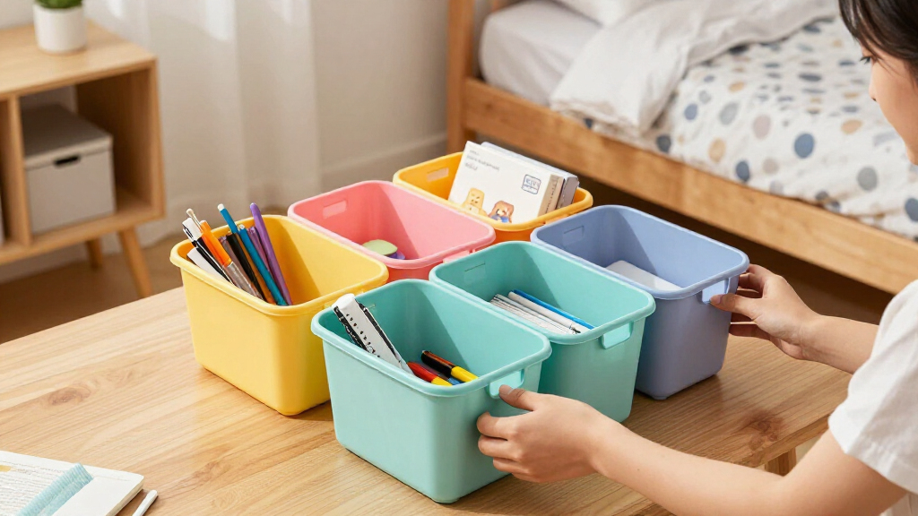 dorm room organization bins