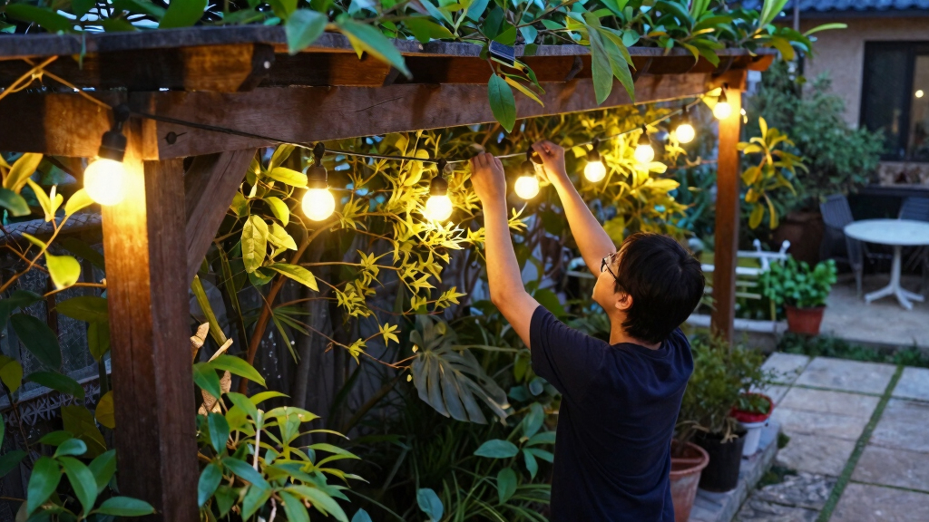 solar-powered outdoor string lights