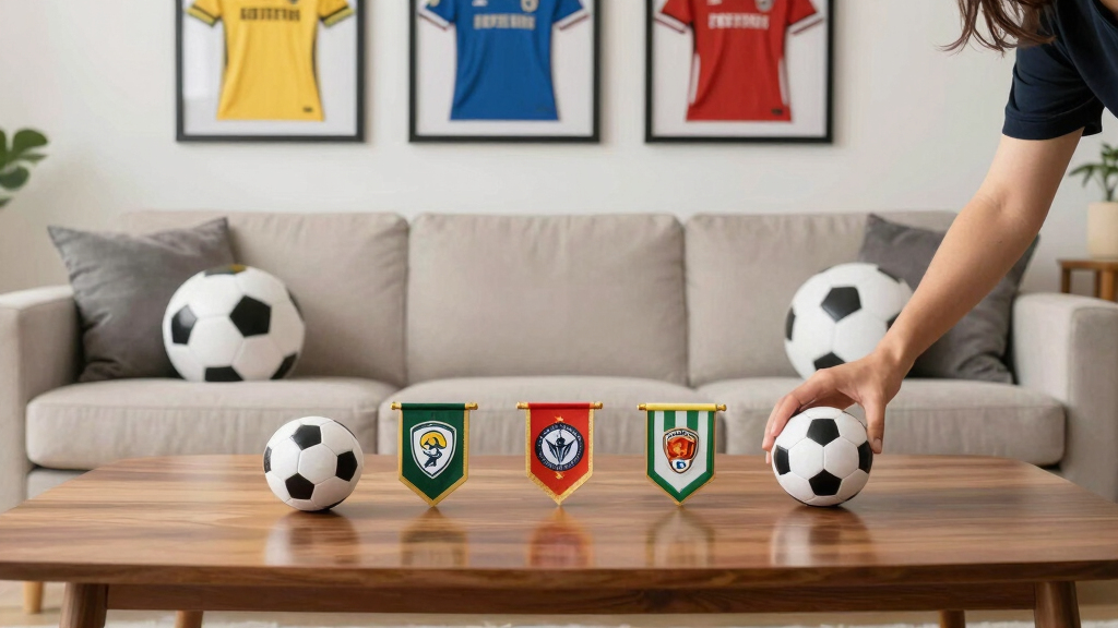 soccer-themed living room decor