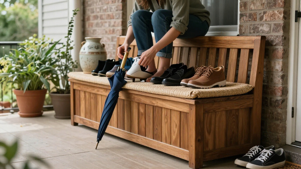 large patio storage benches for entryways