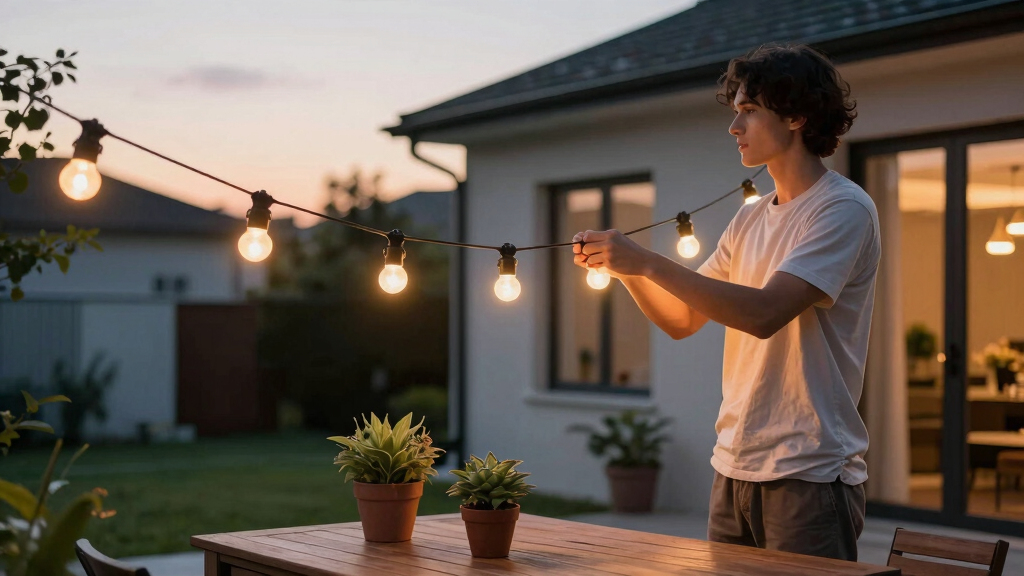 solar-powered outdoor string lights