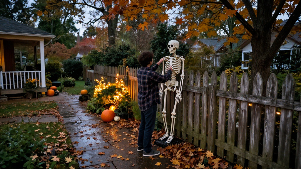 outdoor Halloween skeleton decorations