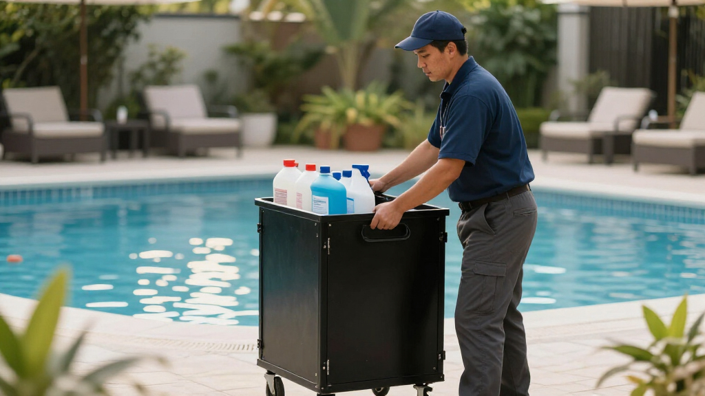 commercial janitor cart with locking doors