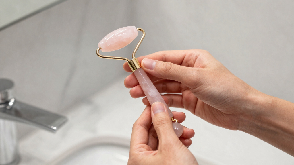 Rose quartz facial roller
