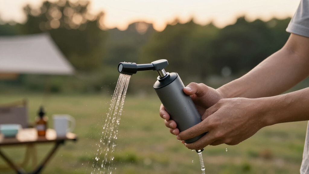 portable camping shower with pump