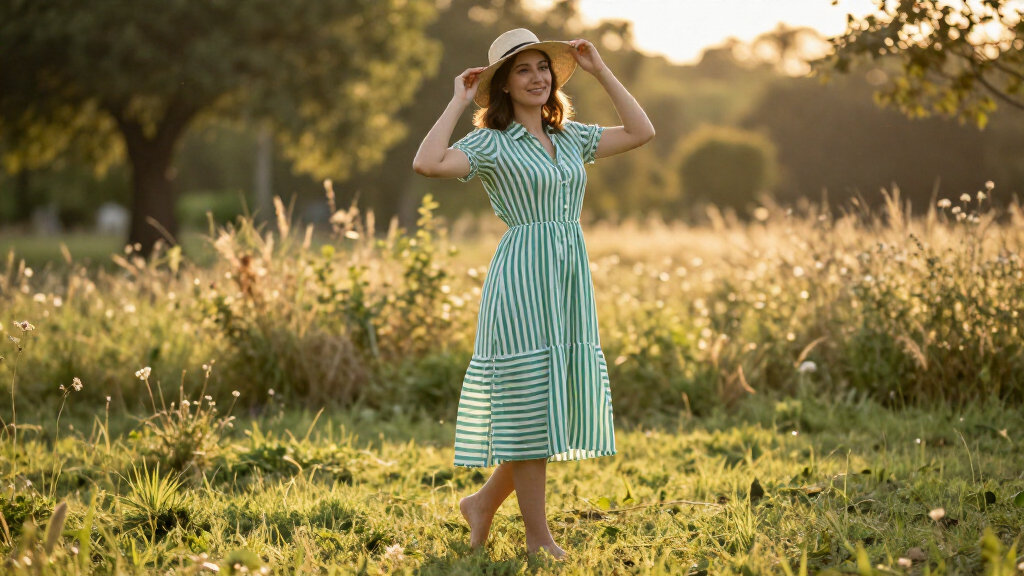 best green striped dresses