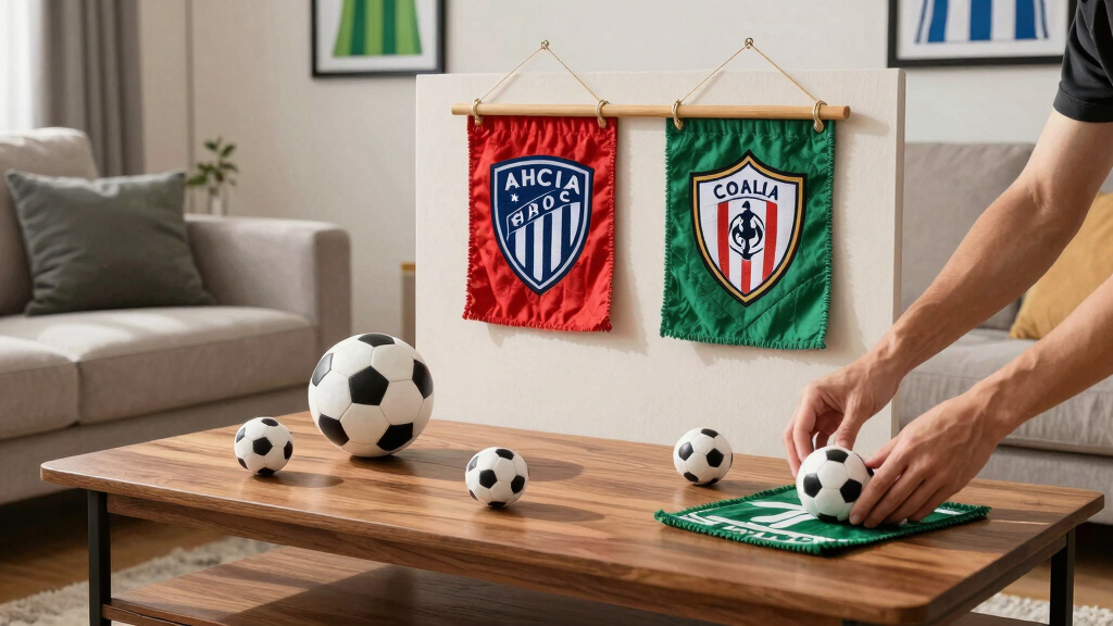 soccer-themed living room decor