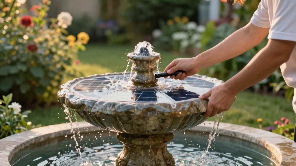 solar-powered garden fountains