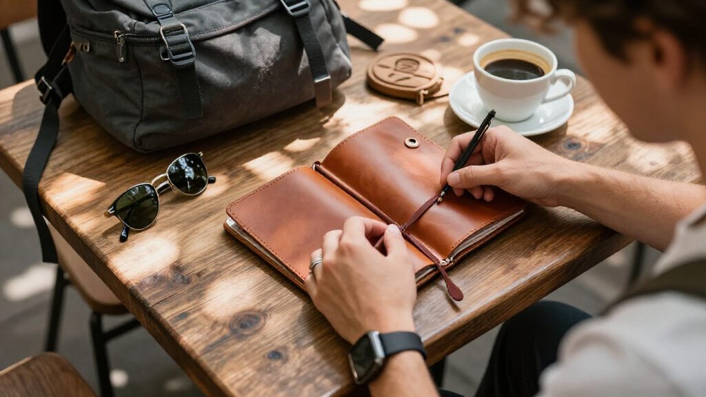 refillable leather travel journal