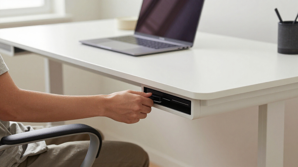 sit stand desks with cable management drawers