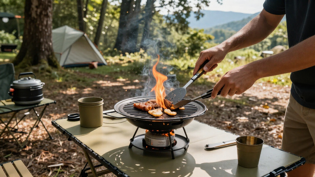 best portable propane fire pit for campsite cooking on road trips