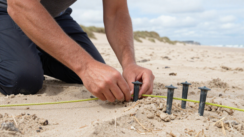 guyline kits and stakes for sand holding