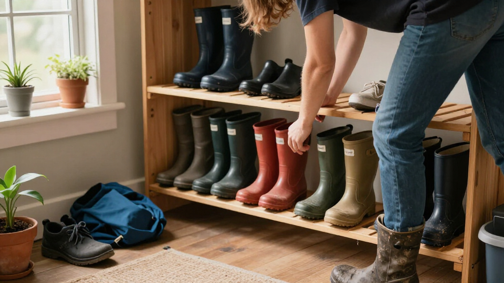 best rain boots storage rack for mudroom