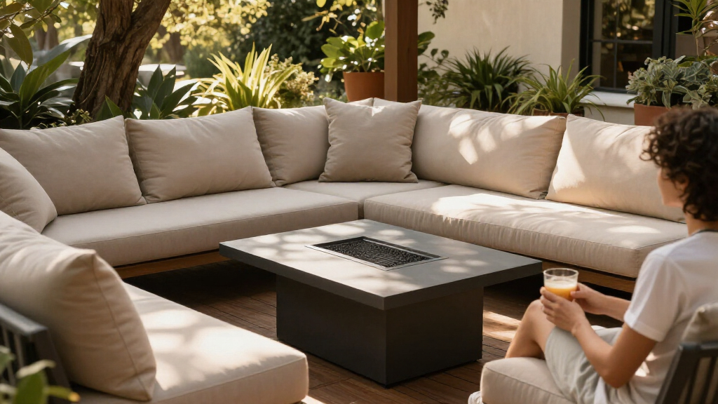 best patio sectional with fire table