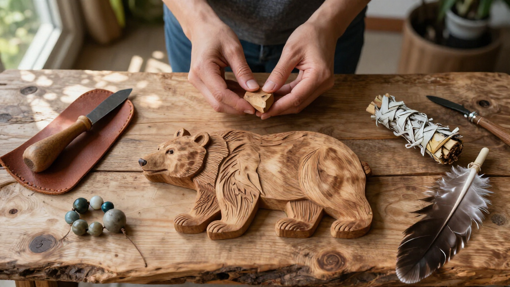 bear spirit totem carving