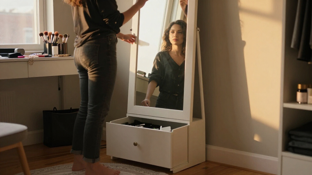 full length mirror with storage for glam rooms
