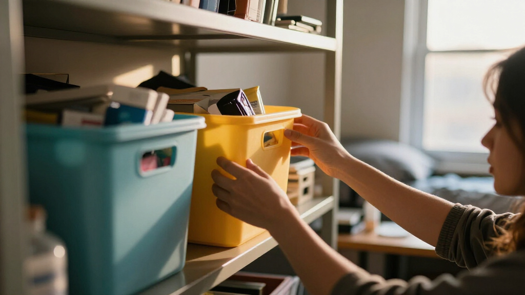 dorm room organization bins