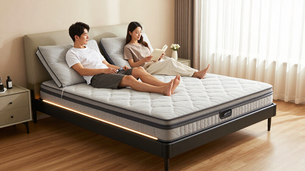 best split king adjustable bed frame with massage and underbed lighting