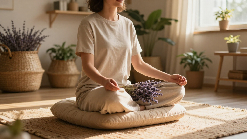 meditation cushion with lavender fill