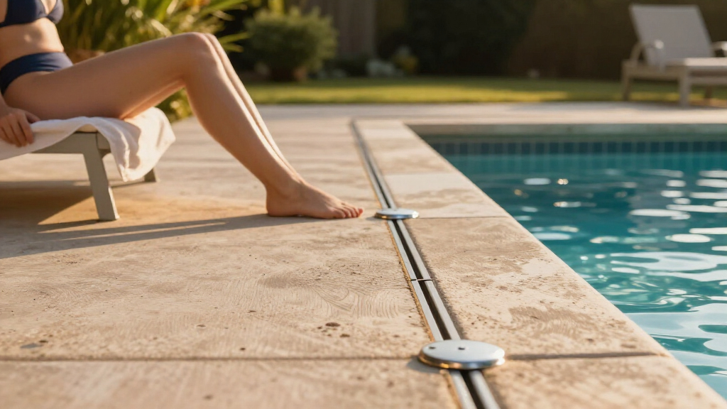 pool deck drainage channel systems