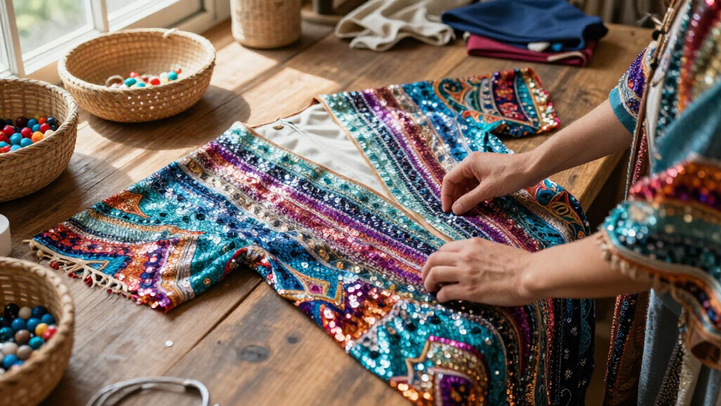 sequin kimono boho