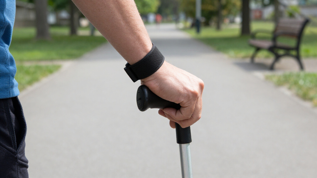 offset cane with wrist strap