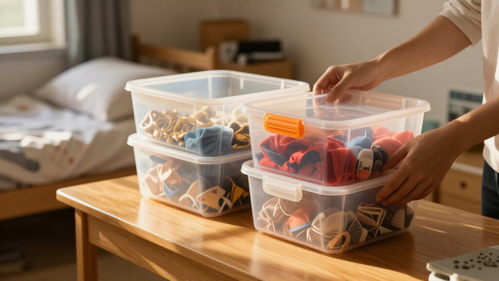 dorm room organization bins