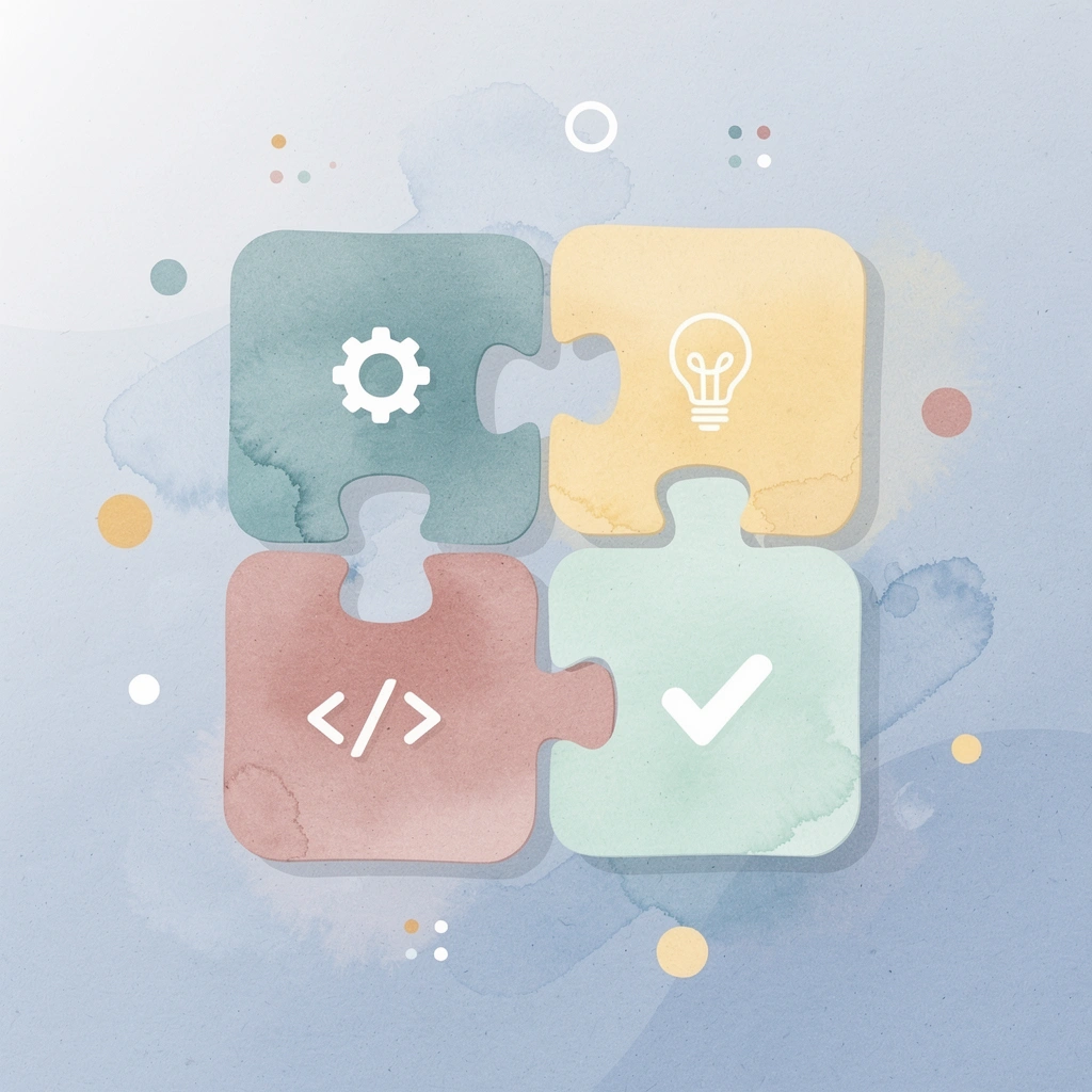 Scene illustration of puzzle pieces connecting to represent enterprise AI platform integration