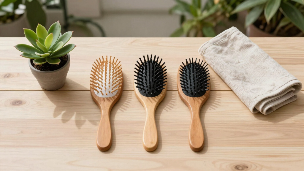 wooden hair brushes