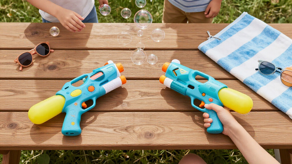 Wasserpistolen und Seifenblasenmaschinen