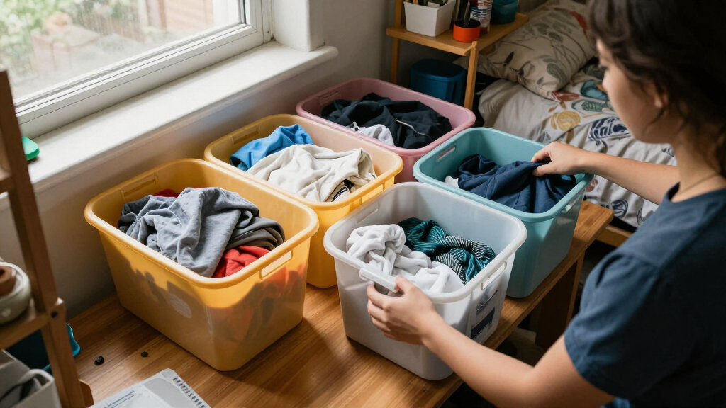 dorm room organization bins