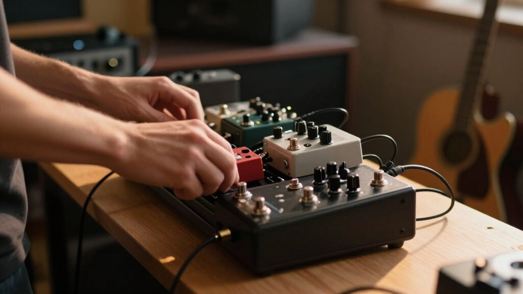 guitar pedalboard with power supply