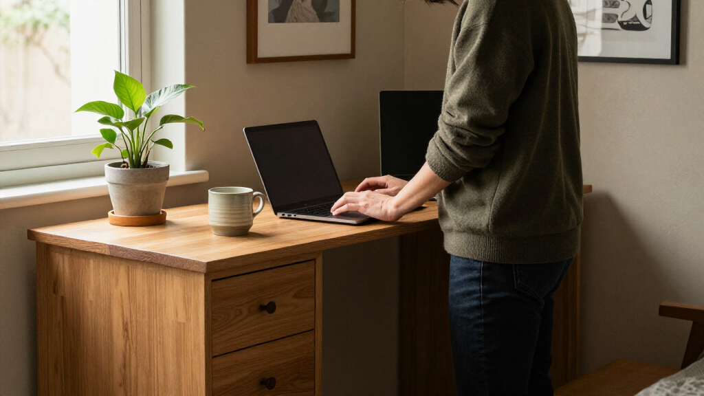l shaped standing desk with drawers