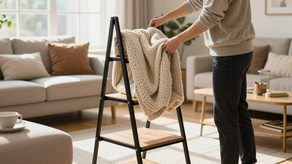 premium decorative ladder blanket rack