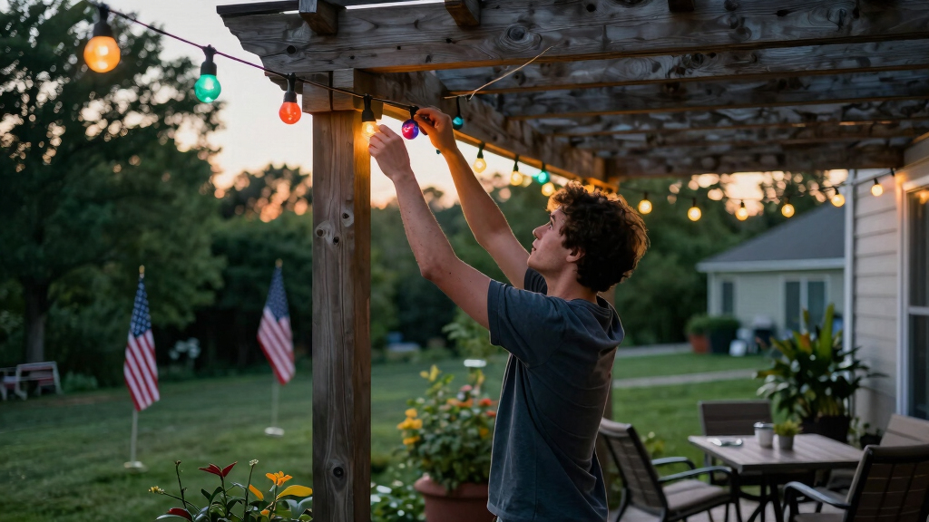 patriotic outdoor string lights