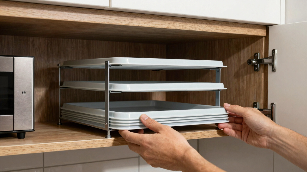 tiered shelf insert for cabinet